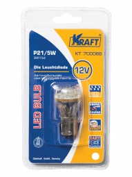 Лампа светодиод S25 (12-21-5-2 конт.) P21/5W 12V белая (12LED диодов) "KRAFT"