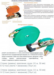 Стяжка крепления груза (ремень) 0,5-0,9т, 4м*25мм, с храповиком 2 крюка (цв.оранж.) "СнабАвто"