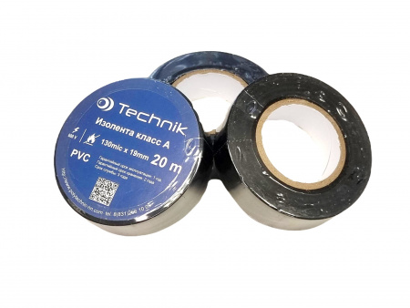 Изолента черная (19мм*0,13мм х 10м) ПВХ (Класс А) "Technik"