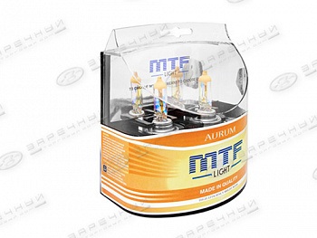 Лампа галоген H7 12/55W к-т 2шт "MTF" AURUM 3000K (Корея)