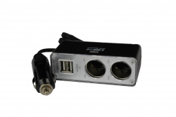 Разветвитель прикуривателя 2 гнезда+2USB "YADA" с индик. (провод 58см)