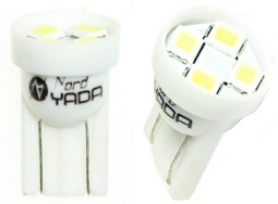 Лампа светодиод Т10 (12-5 габариты б/цок.) W5W 12V белая 4SMD "YADA"