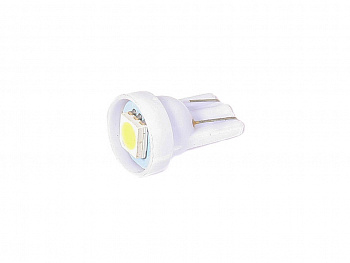 Лампа светодиод Т10 (12-5 габариты б/цок.) W5W 12V белая 1SMD