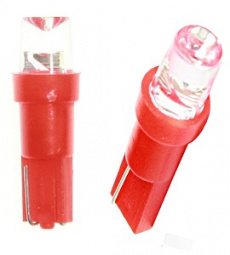 Лампа светодиод T5 (12-1,2 б/цок.панель приборов) W1,2W 12V красная конус "YADA"