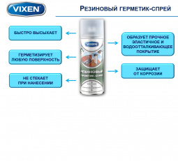 Герметик-спрей (520 мл) резиновый прозрачный эластичный "VIXEN" аэрозоль