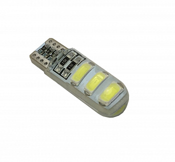 Лампа светодиод Т10 (12-5 габариты б/цок.) W5W 12V белая 6SMD (size 5730) "YADA"